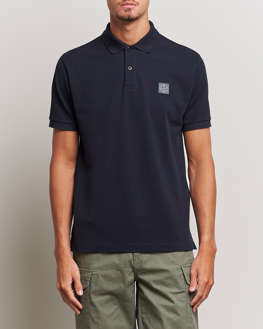 Stone Island Cotton Pique Polo Navy Blue at CareOfCarl