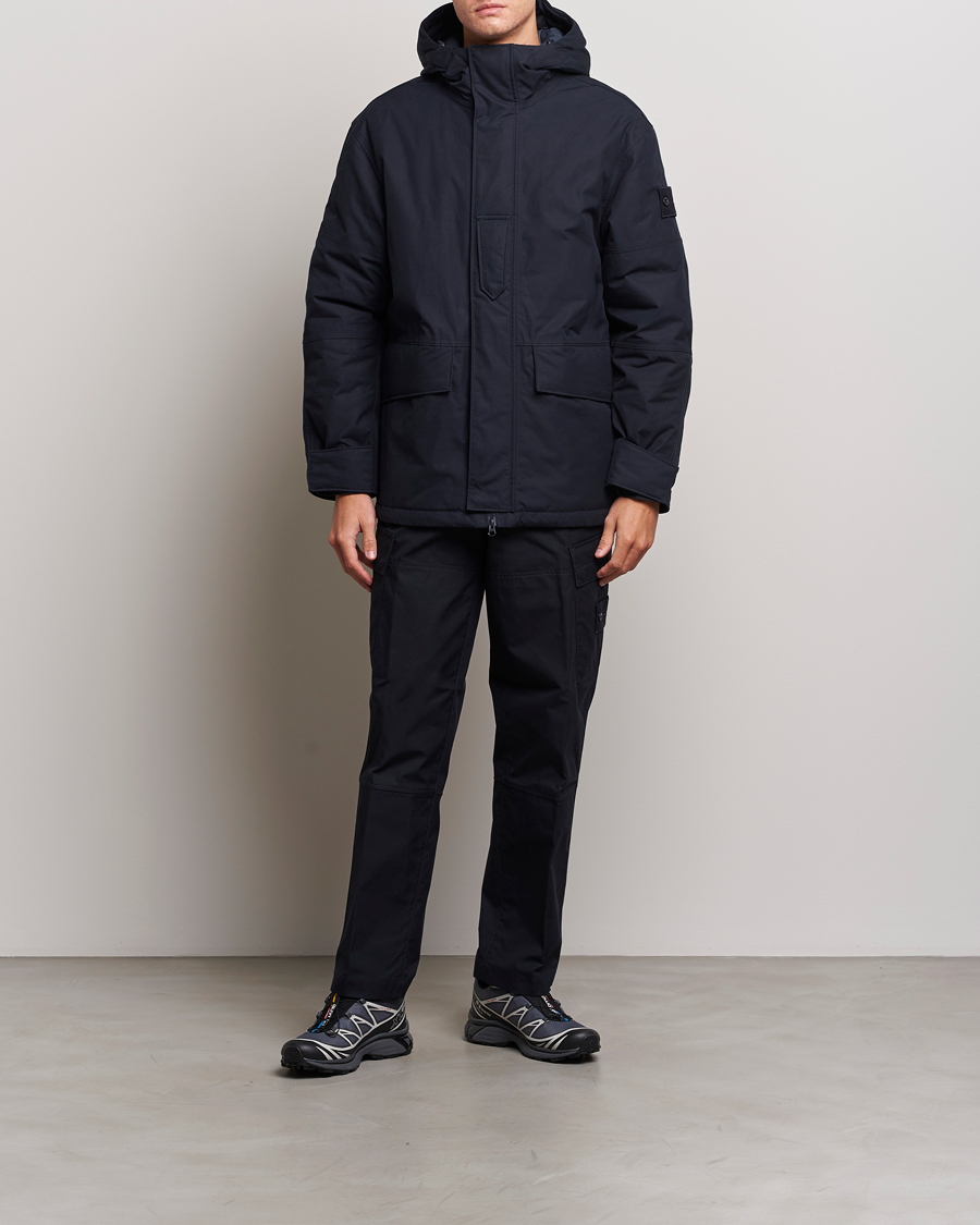 Stone Island Ghost Piece O-Ventile Hooded Parka Navy Blue at