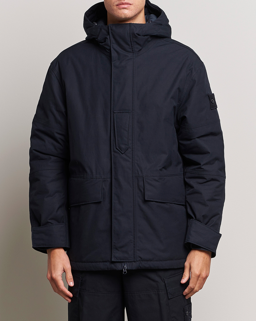 Stone Island Ghost Piece O-Ventile Hodded Parka Navy Blue at