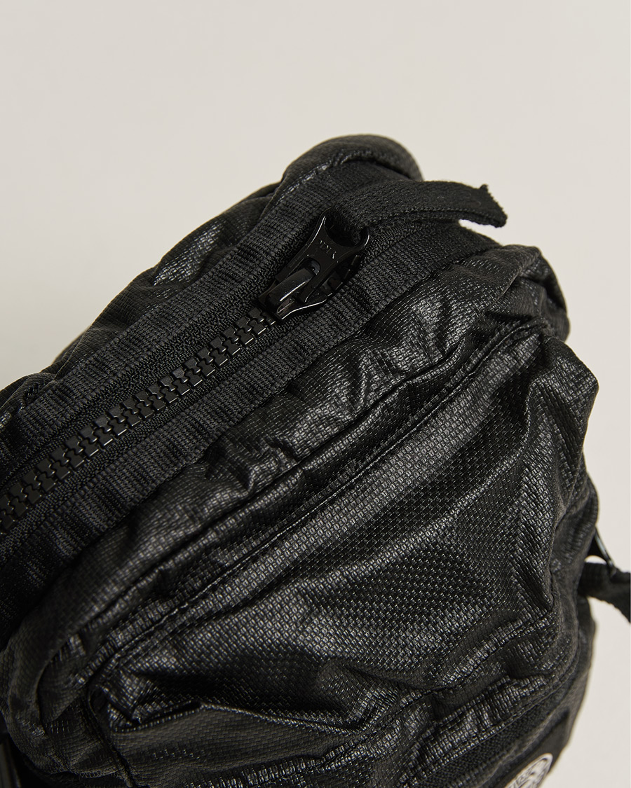 Men | Stone Island Garment Dyed Mussola Gommata Canvas Shoulder Bag Black | Stone Island | Garment Dyed Mussola Gommata Canvas Shoulder Bag Black