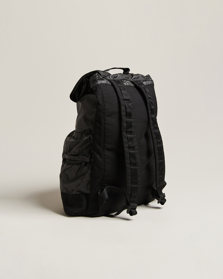 Men | Stone Island Garment Dyed Mussola Gommata Canvas Backpack Black | Stone Island | Garment Dyed Mussola Gommata Canvas Backpack Black