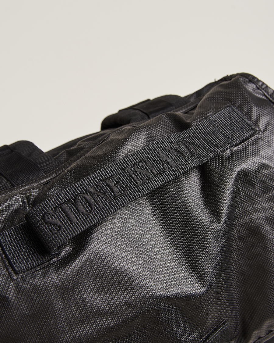 Men | Stone Island Garment Dyed Mussola Gommata Canvas Backpack Black | Stone Island | Garment Dyed Mussola Gommata Canvas Backpack Black