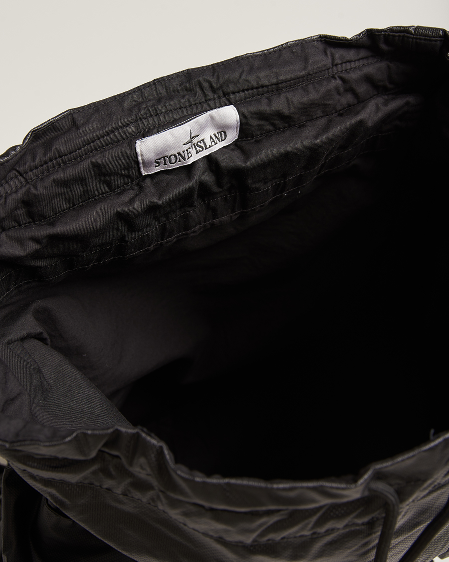 Men | Stone Island Garment Dyed Mussola Gommata Canvas Backpack Black | Stone Island | Garment Dyed Mussola Gommata Canvas Backpack Black