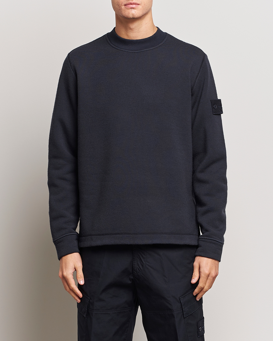 Stone Island Ghost Piece Wool Fleece Sweater Navy Blue at