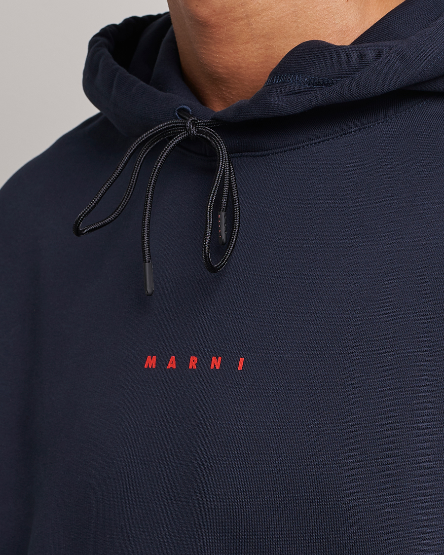 Marni Logo Applied Hoodie Navy at CareOfCarl.com