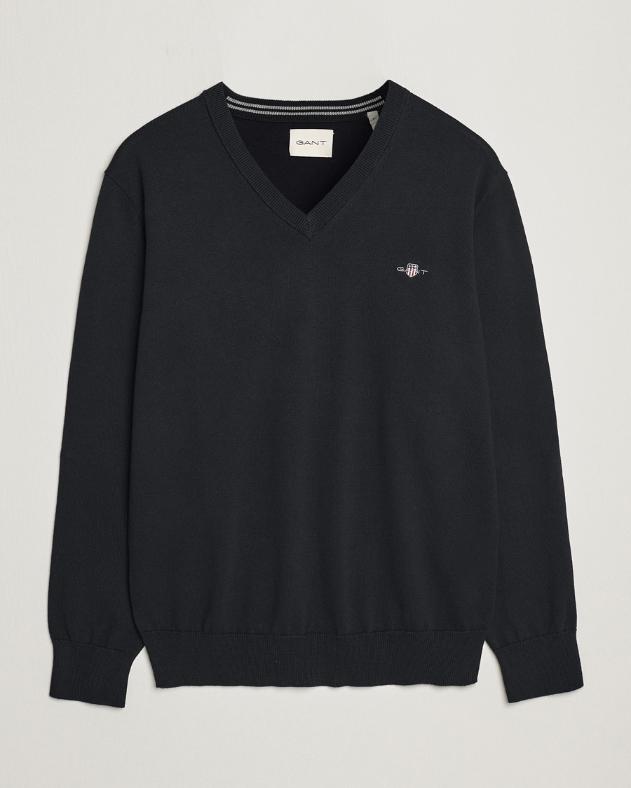 GANT Classic Cotton V-Neck Black at CareOfCarl.com