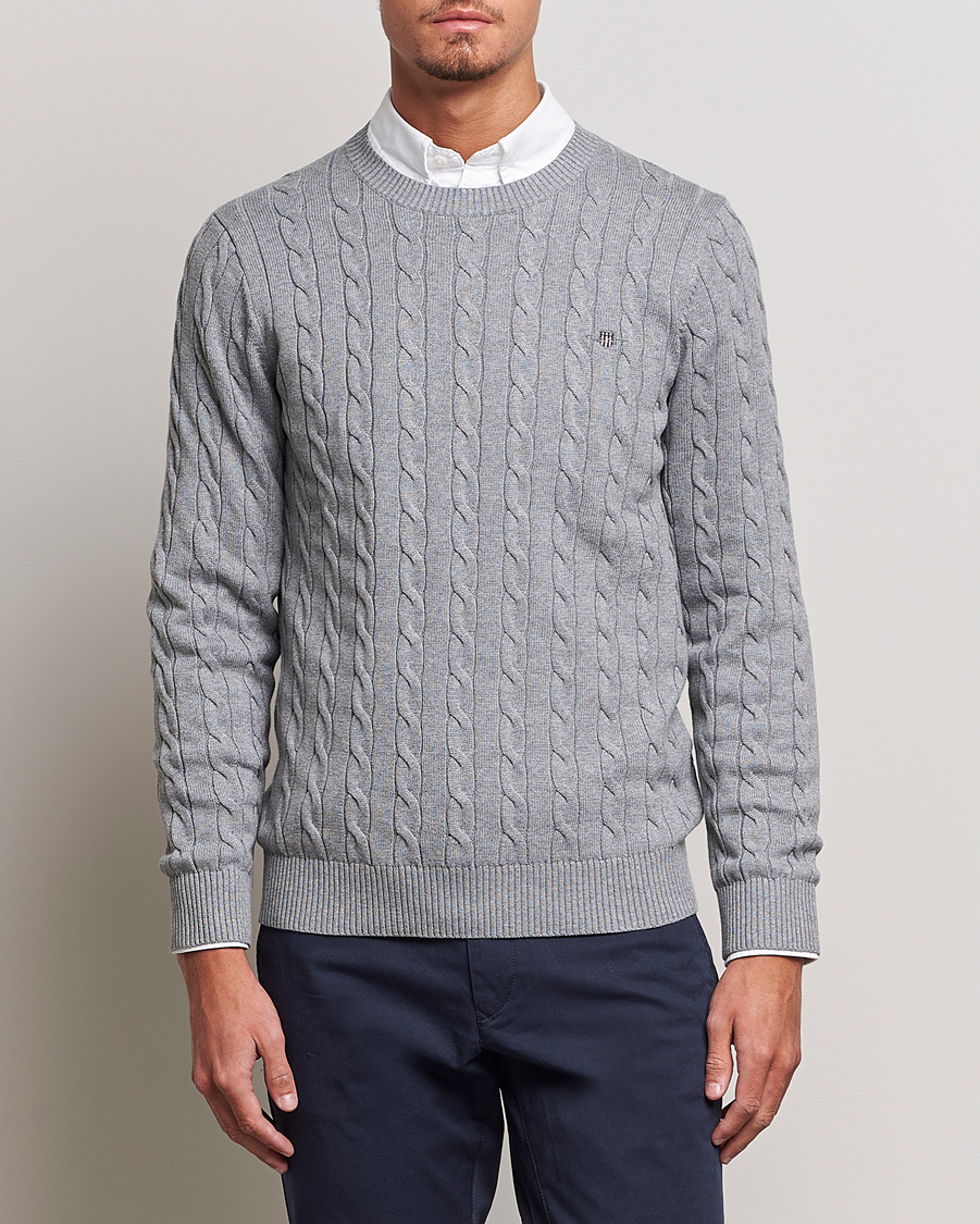 Gant cable shop knit jumper grey