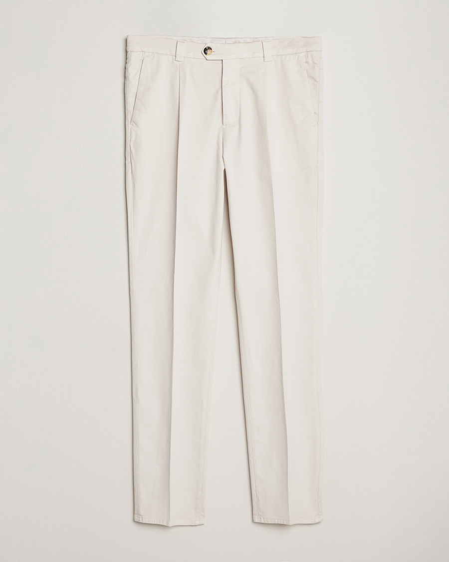 Slim-fit cotton pleated pants - Men