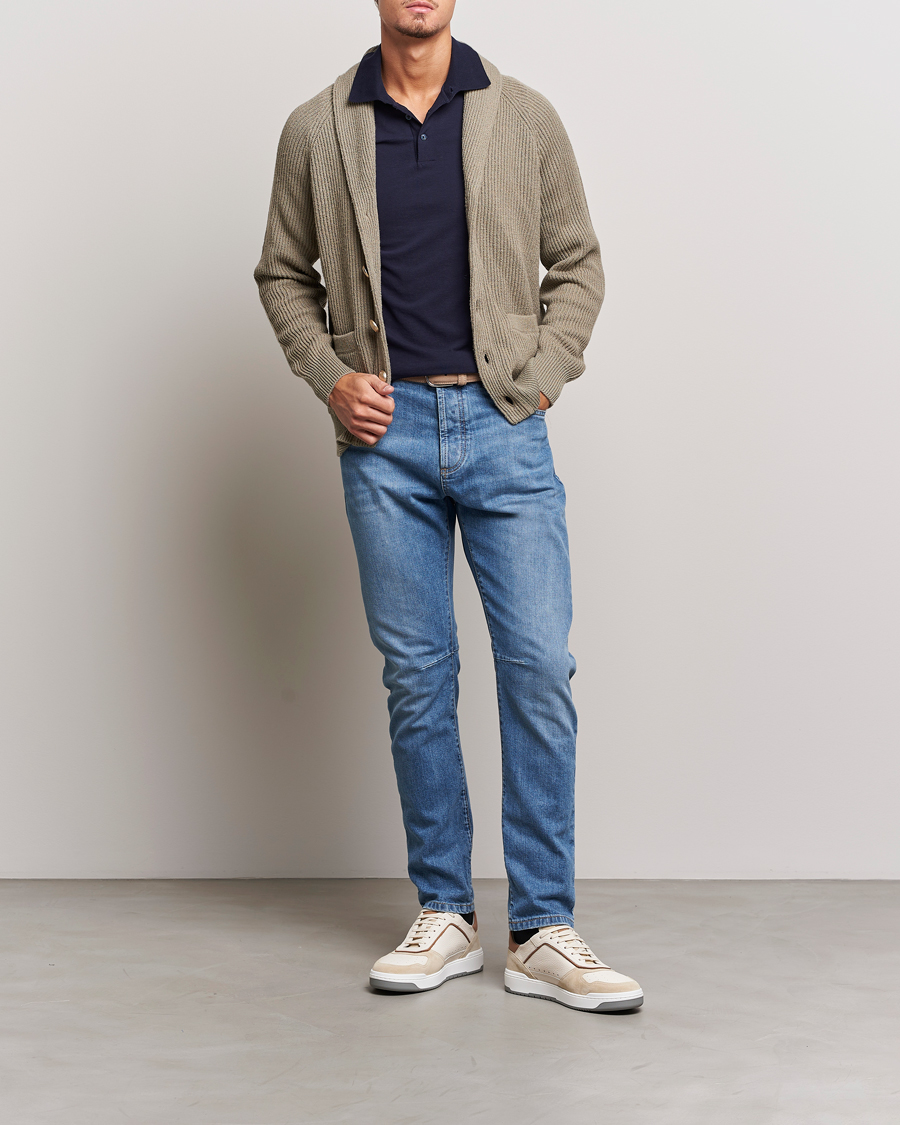 Men | Polo Shirts | Brunello Cucinelli | Short Sleeve Logo Polo Dark Blue