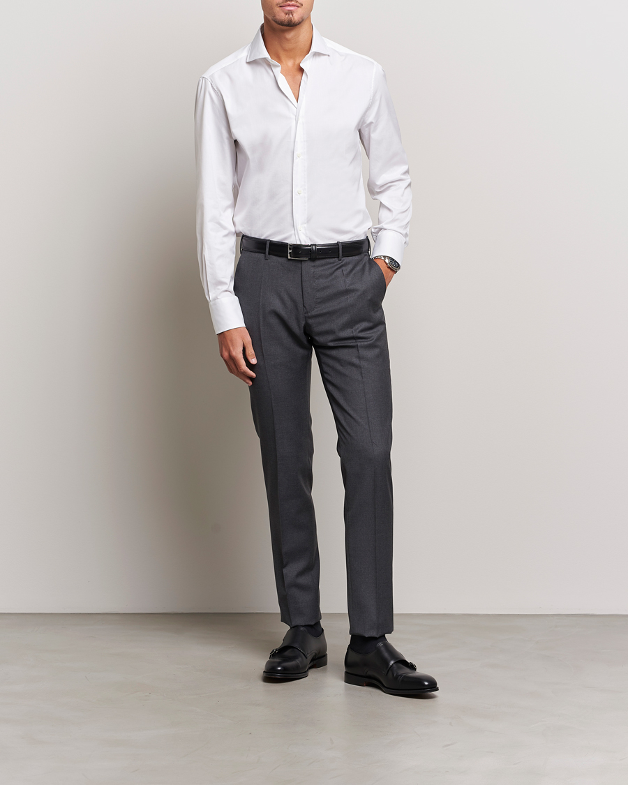 Brunello Cucinelli Slim Fit Poplin Shirt White at CareOfCarl.com