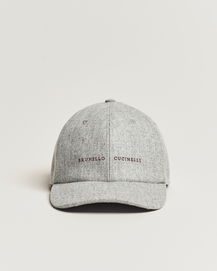 Brunello Cucinelli Flannel Baseball Cap Light Grey at CareOfCarl.com