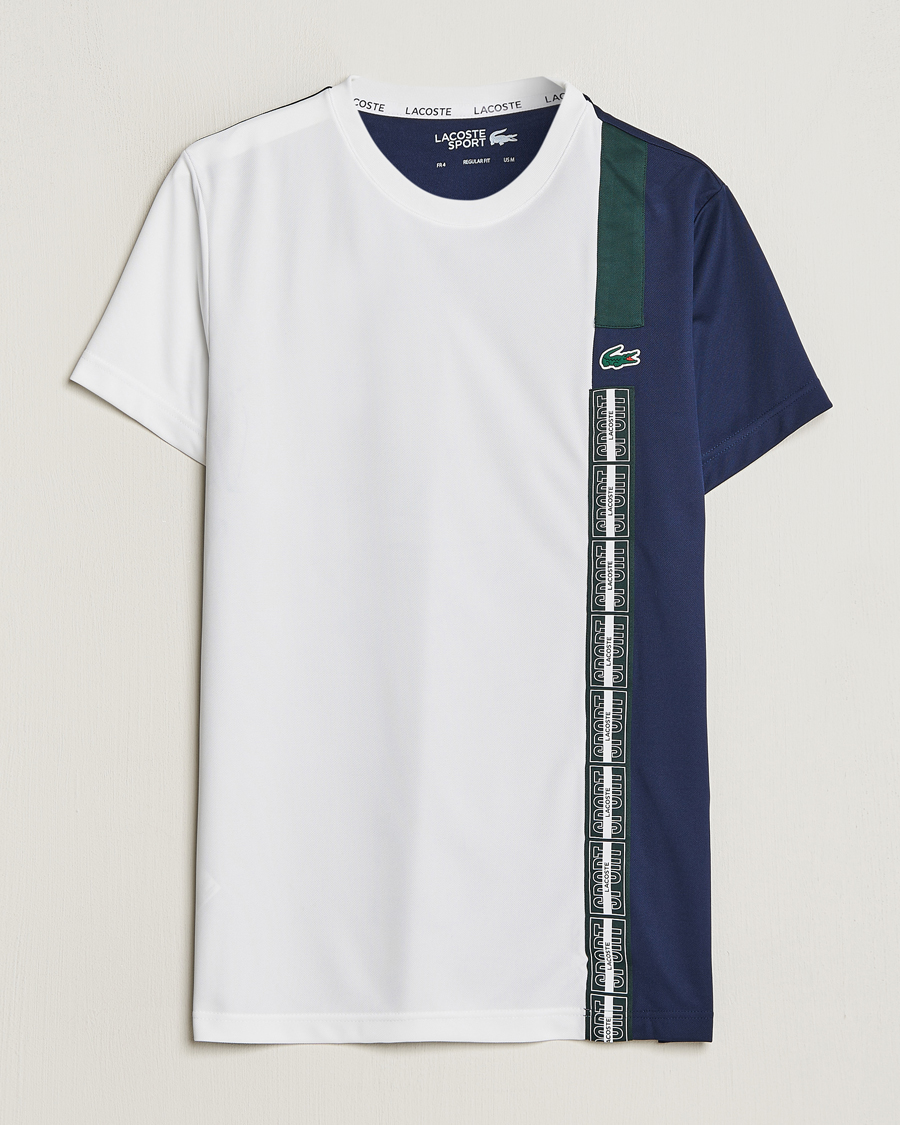 Lacoste Sport Performance Colourblocked T Shirt White Navy at