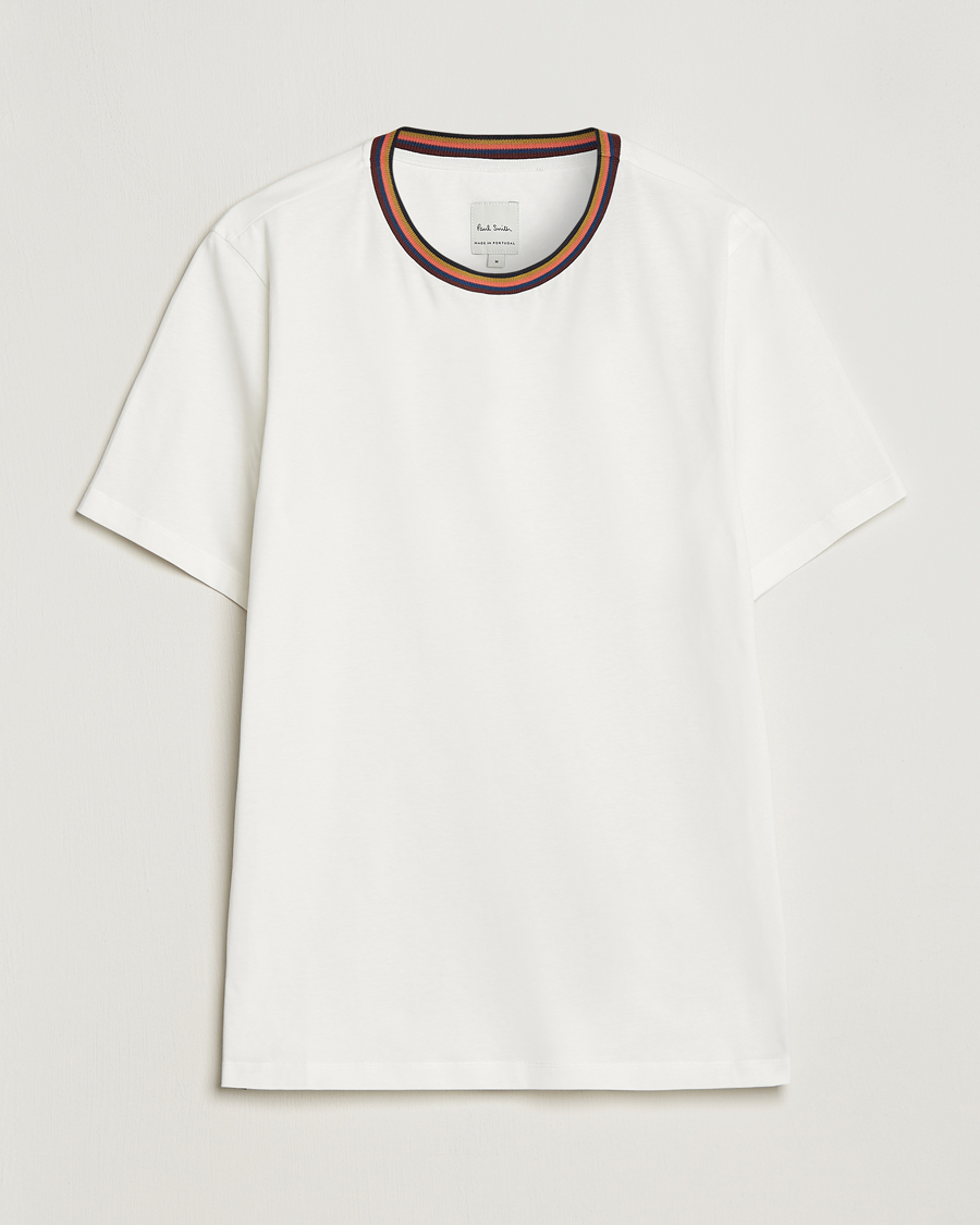 Paul Smith Stripe Rib Crew Neck T-Shirt White at CareOfCarl.com