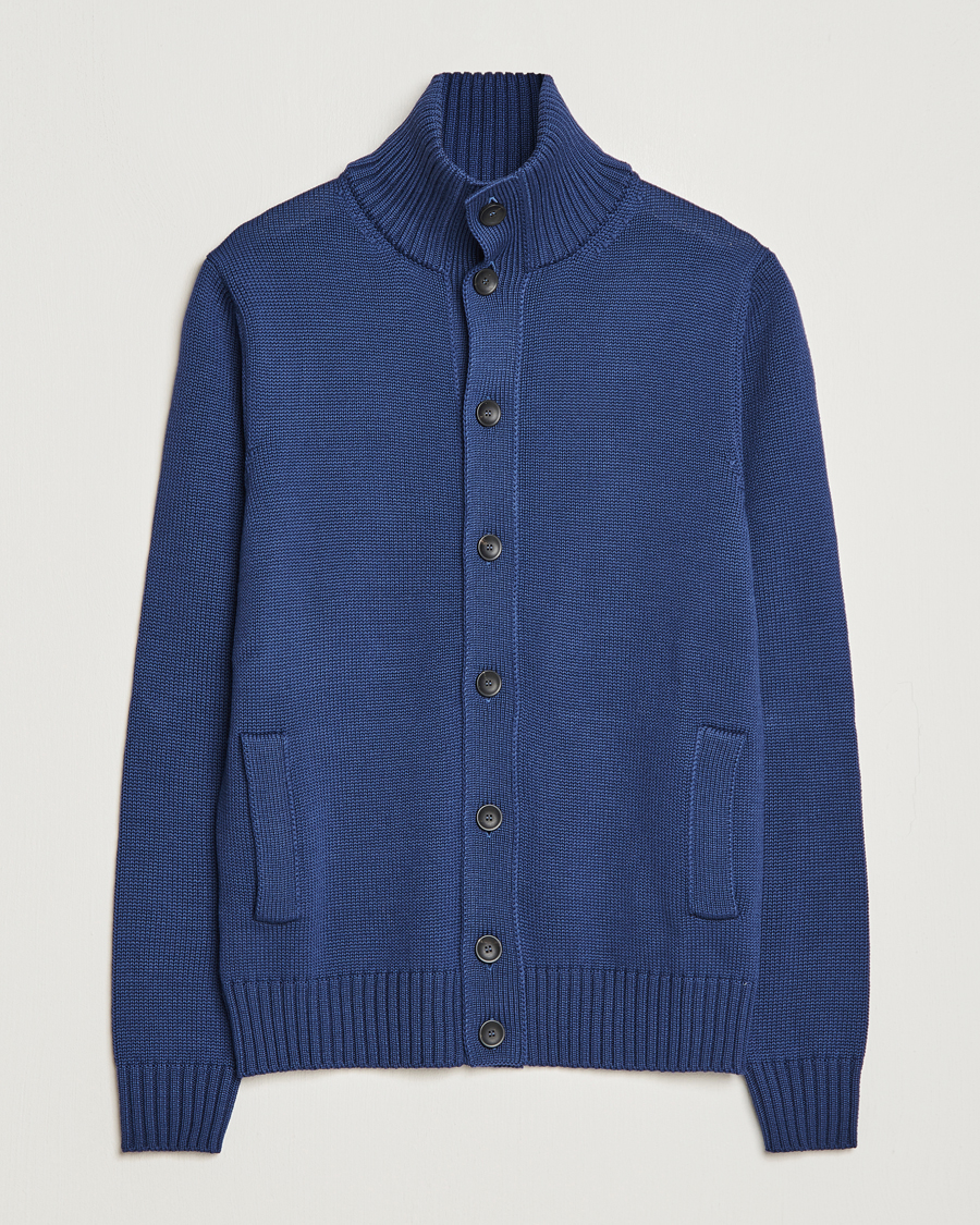 Stone Island Knitted Geelong Wool Cardigan Navy Blue at CareOfCarl.com