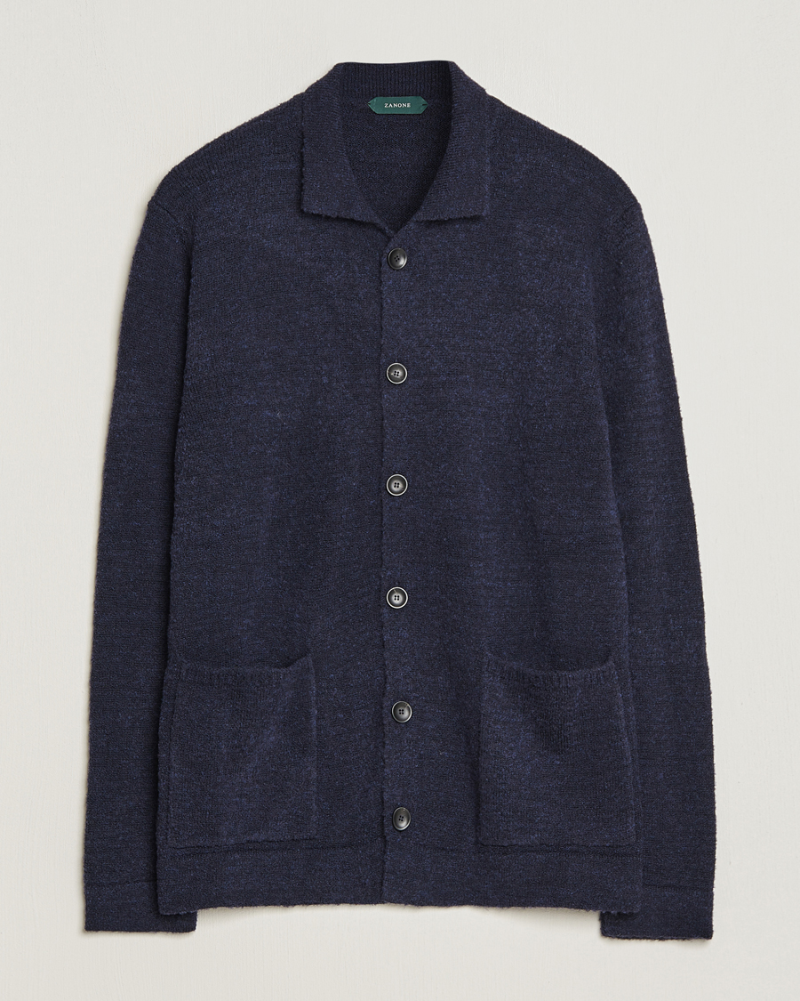 Zanone Boucle Wool Chore Jacket Navy at CareOfCarl.com