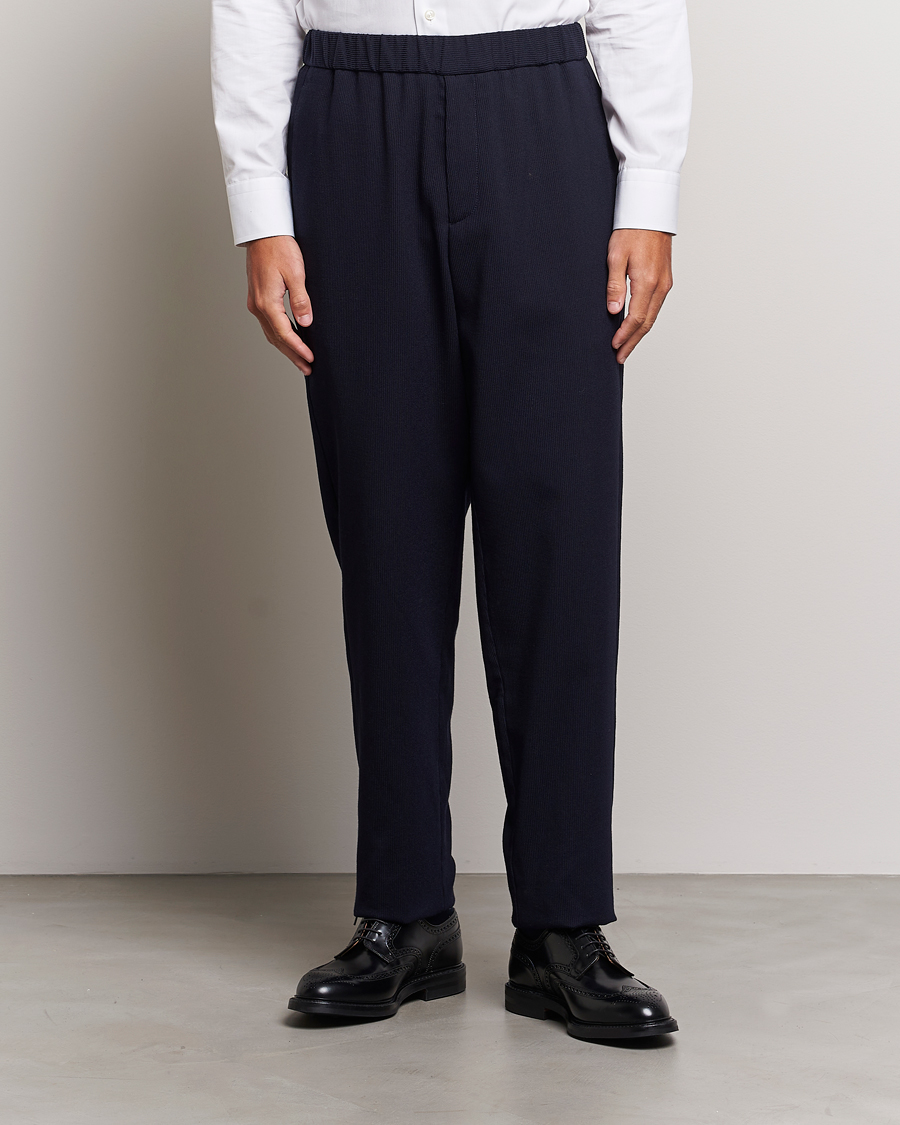 Giorgio Armani Wool Stretch Trousers Navy at CareOfCarl.com