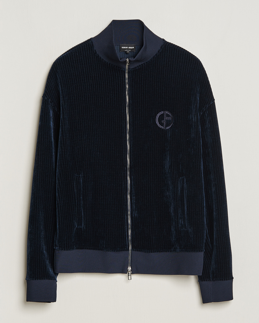 Giorgio Armani Wool/Cashmere Bomber Jacket Navy at CareOfCarl.com