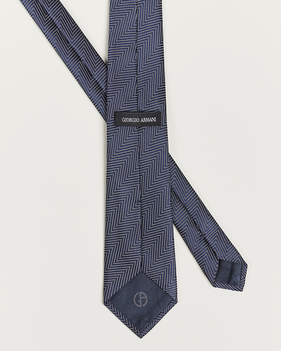 Giorgio Armani Chevron Silk Tie Navy at CareOfCarl