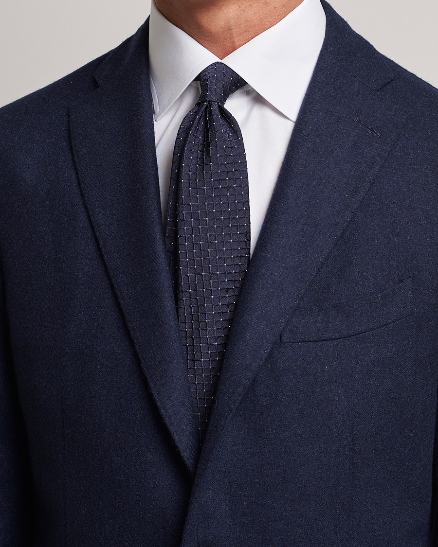 Giorgio Armani Jacquard Dot Silk Tie Navy at CareOfCarl