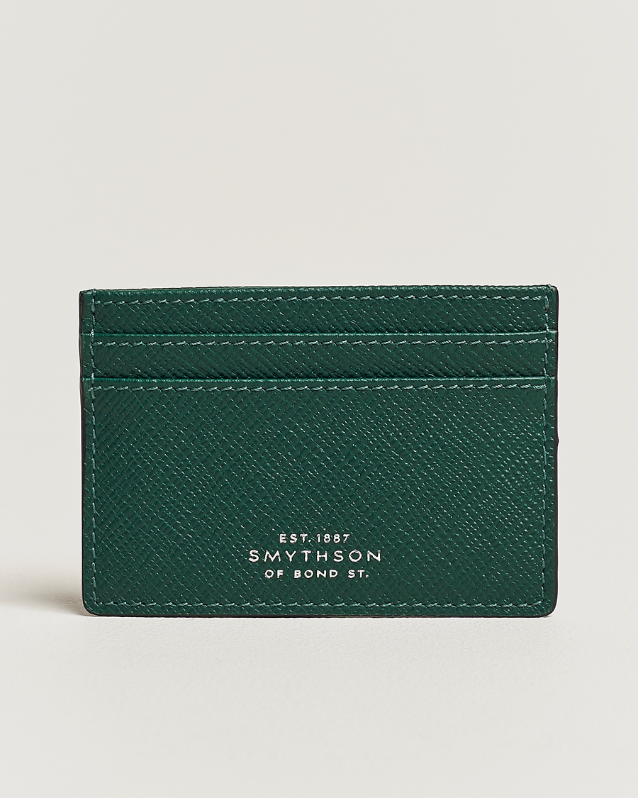 Smythson Panama Flat Cardholder Forest Green at CareOfCarl.com