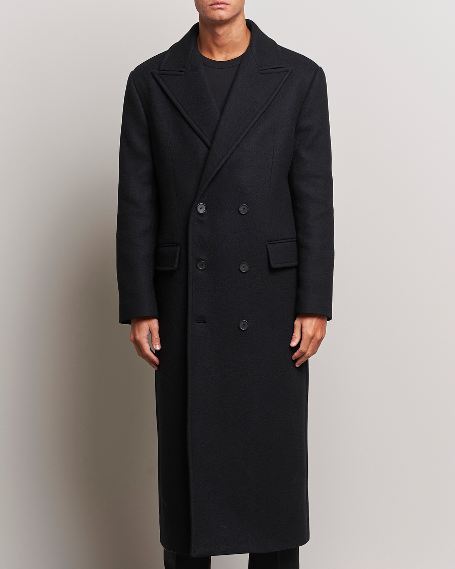 Men |  | Filippa K | Double Breasted Wool Coat Black