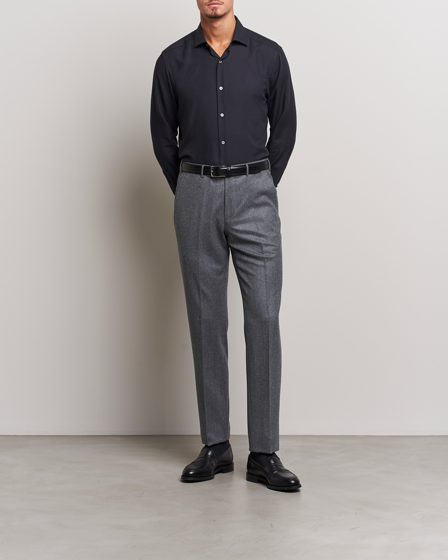 Zegna Cotton/Cashmere Casual Shirt at Navy