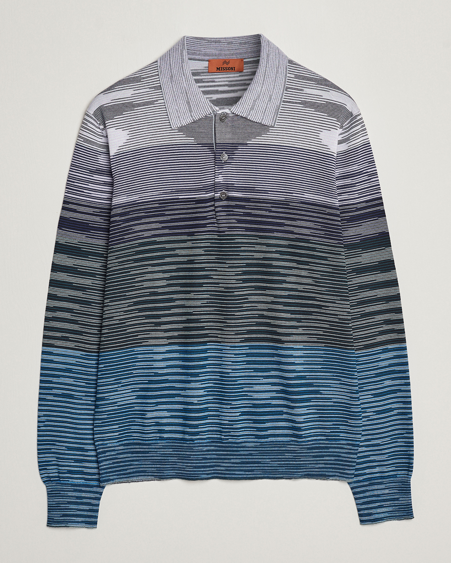 Missoni Space Dyed Long Sleeve Polo Blue Black at CareOfCarl