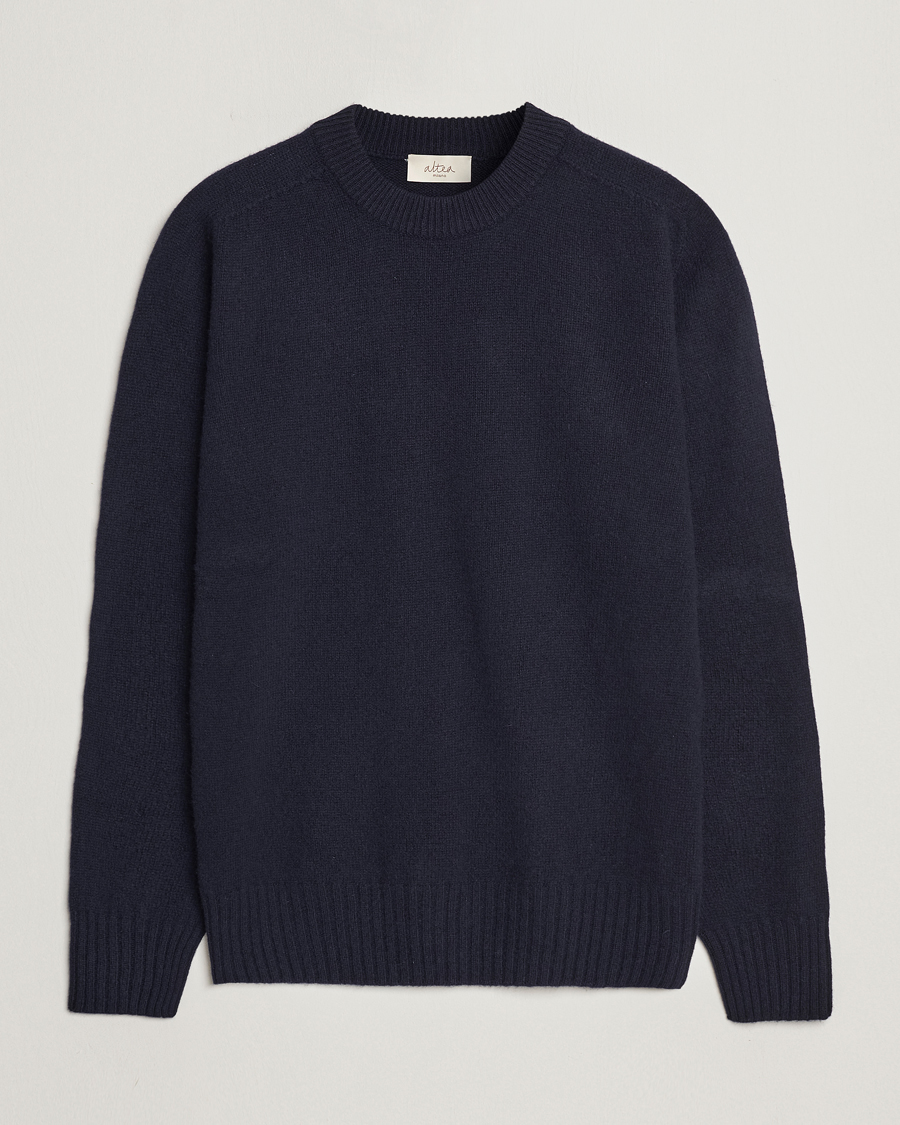 Men | Sweaters & Knitwear | Altea | Wool/Cashmere Crew Neck Pullover Navy