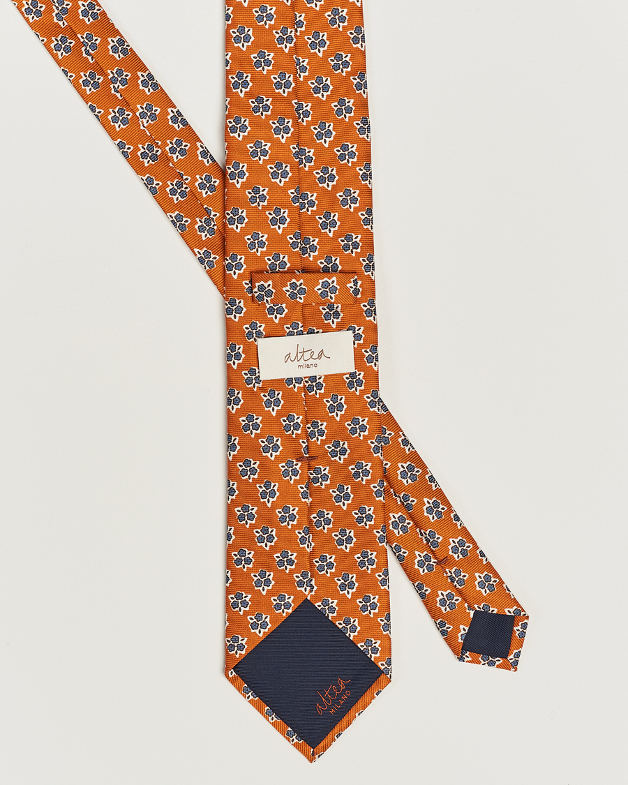 Altea Printed Silk Tie Orange at CareOfCarl.com