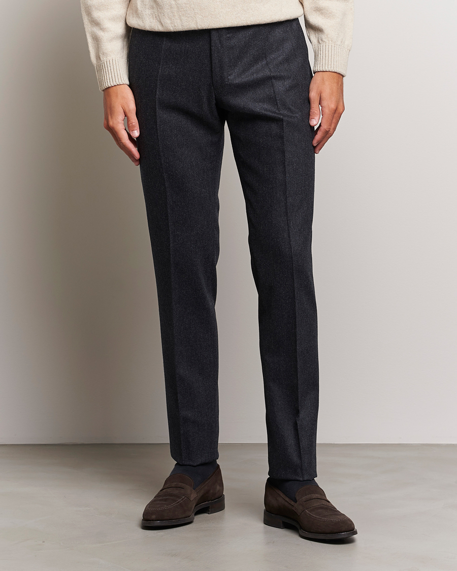FINAL SALE: BKT50 Tailored Trousers in Flannel Tickweave - Deep Gray –  Brooklyn Tailors