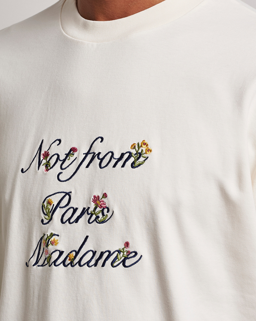 Men | T-Shirts | Drôle de Monsieur | Flower Slogan T-Shirt Cream