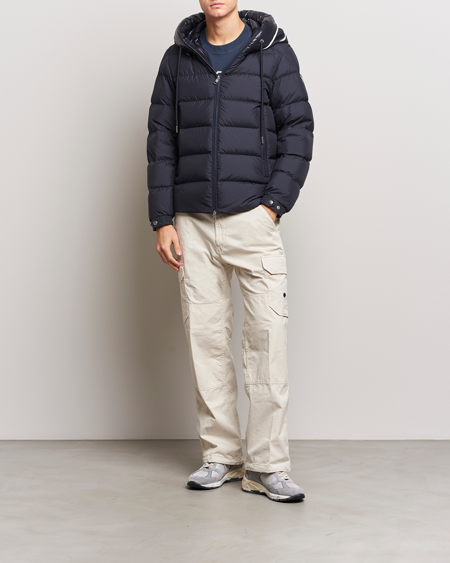 Moncler Cardere Hooded Down Jacket Navy at CareOfCarl.com