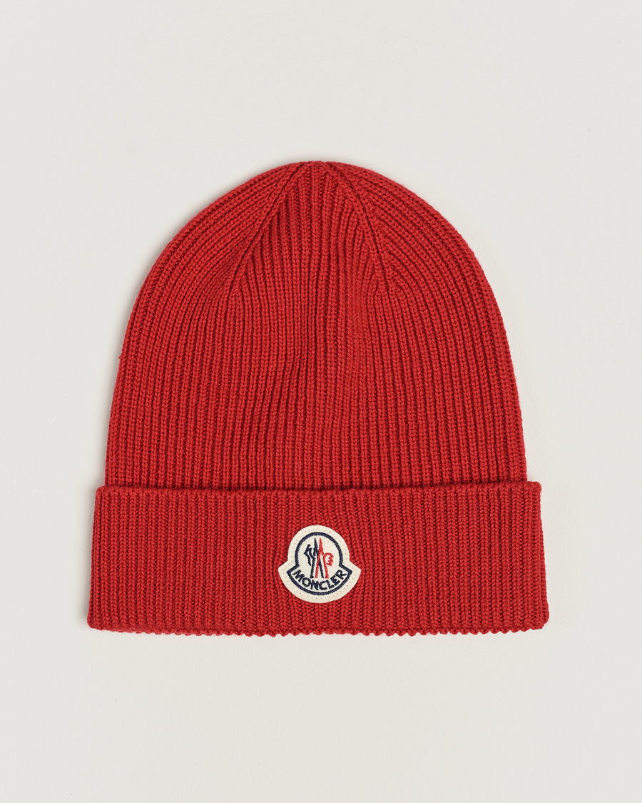 Moncler Ribbed Wool Beanie Red at CareOfCarl.com