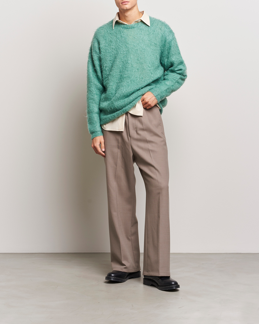Men | Sweaters & Knitwear | Auralee | Brushed Mohair Pullover Jade Green