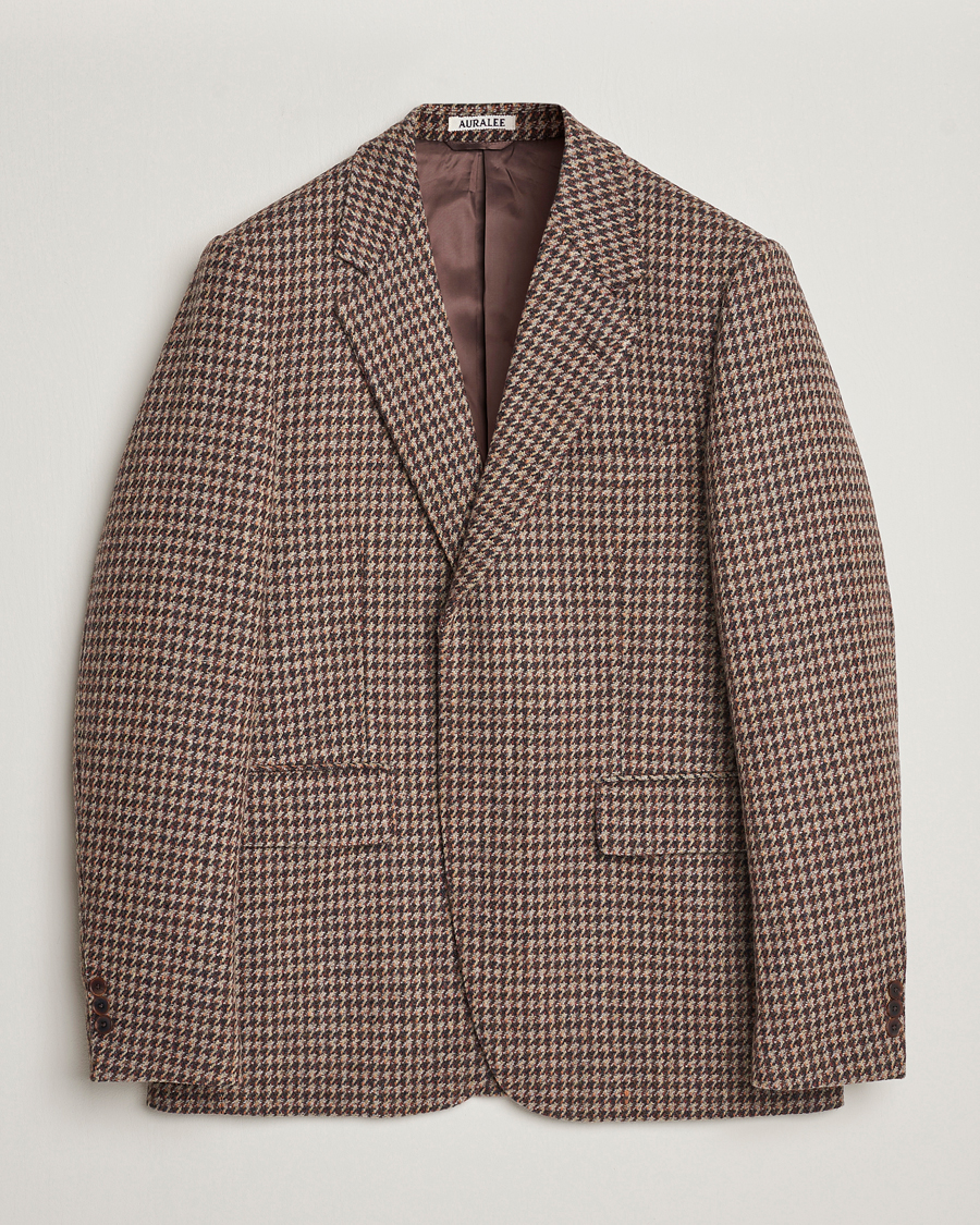 Auralee Houndstooth Wool Blazer Brown at CareOfCarl.com