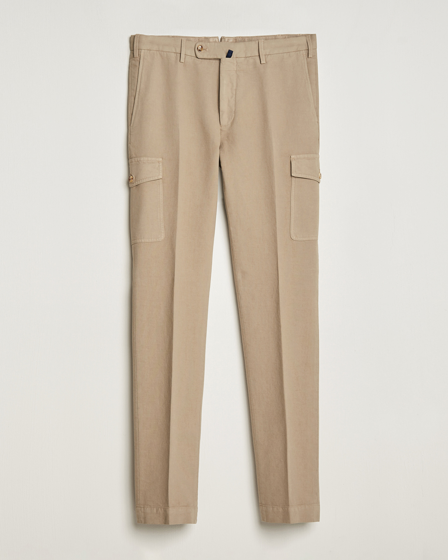 C.P. Company Stretch Satin Lens Cargo Pants Beige at CareOfCarl.com