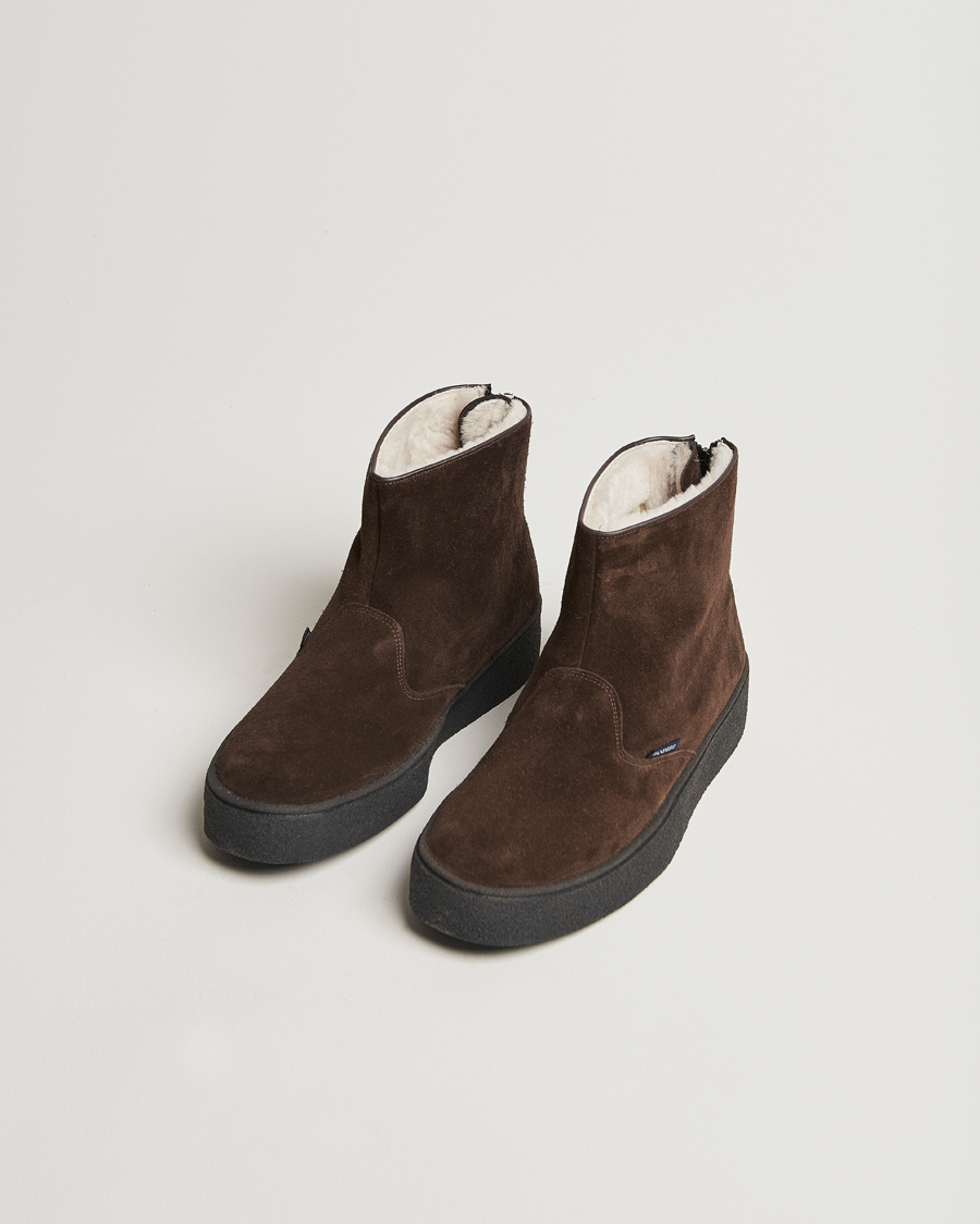 Men |  | Sanders | Sherling Lined Curling Boot Chocolate Suede