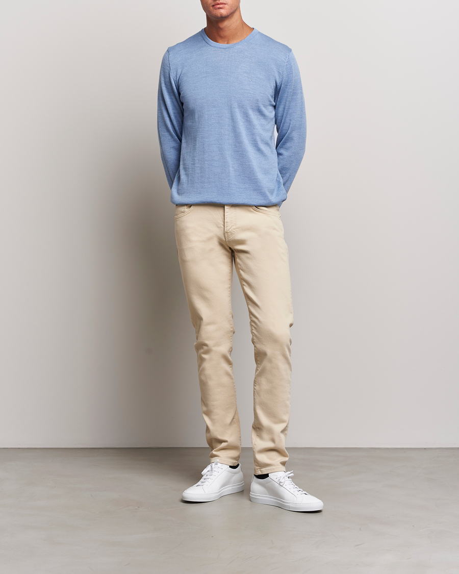 J LINDEBERG LYLE MERINO CREW NECK SWEAT - OYSTER GREY