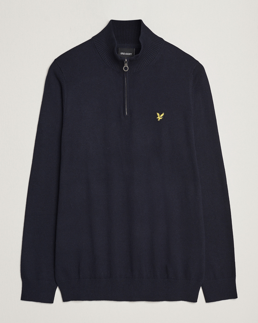 Lyle & Scott Cotton/Merino Half Zip Dark Navy at CareOfCarl.com