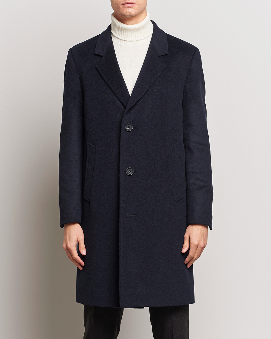 Oscar Jacobson Shaw Wool/Cashmere Coat Navy at CareOfCarl.com