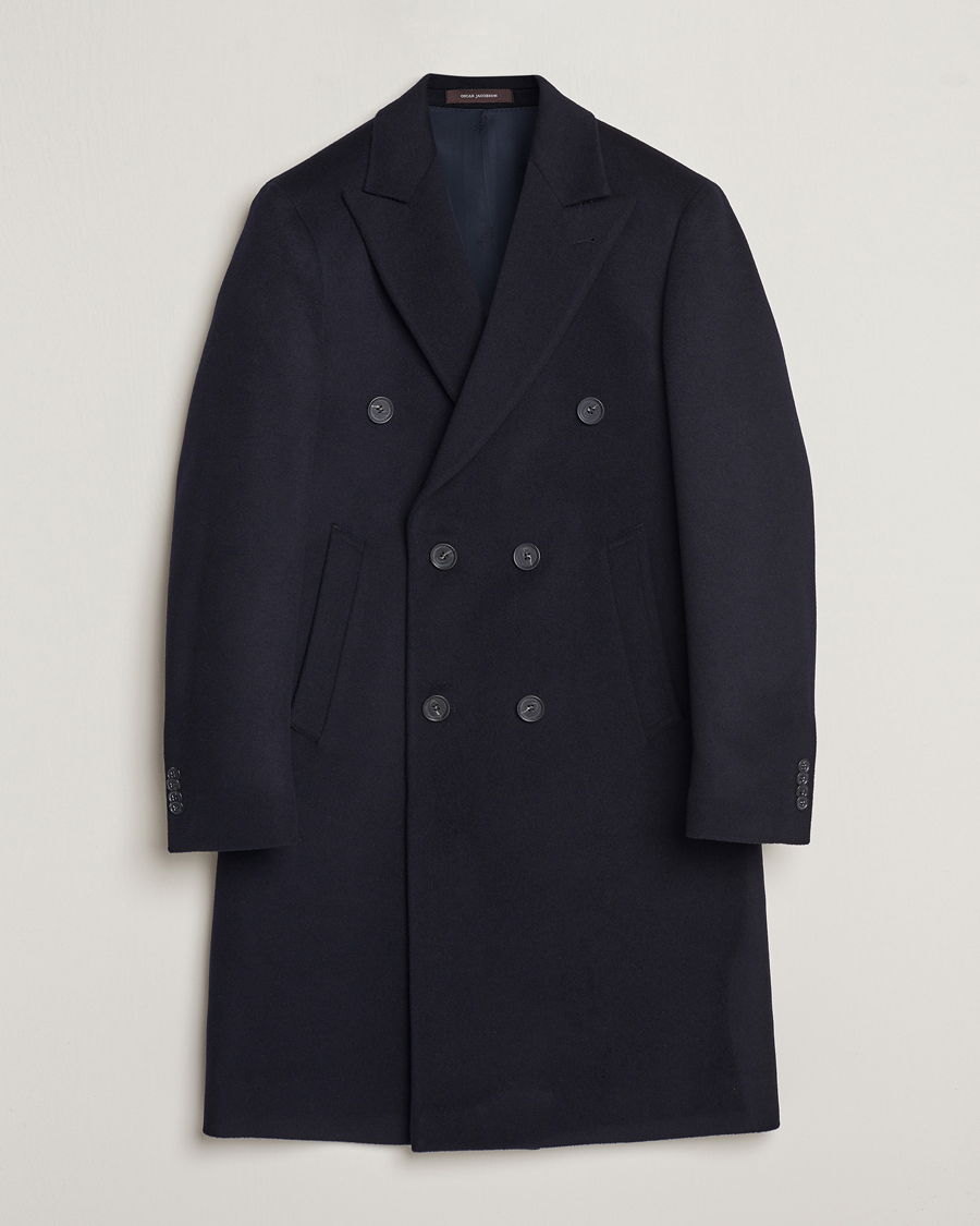 Oscar Jacobson Slater Wool/Cashmere Double Breasted Coat Navy at