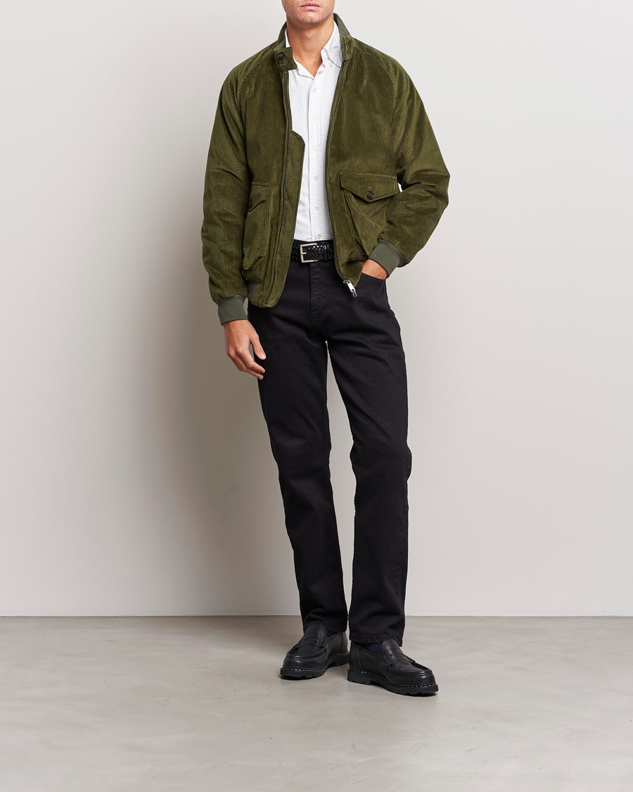 Baracuta G9 Pocket Padded Cord Harrington Jacket Olive at CareOfCarl.com