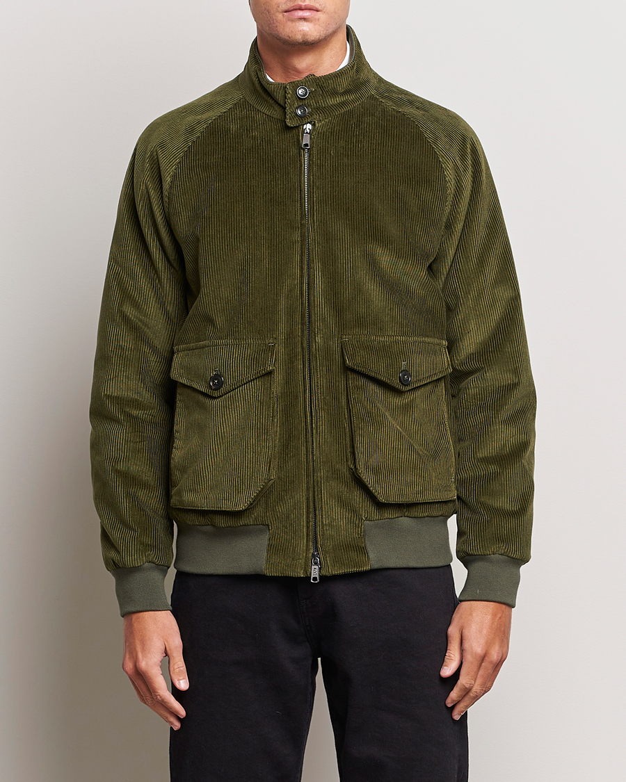 Baracuta G9 Pocket Padded Cord Harrington Jacket Olive at