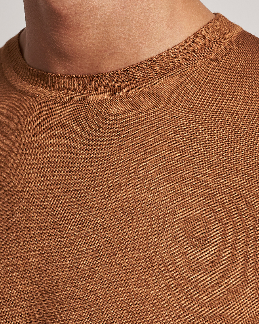 Men | Sweaters & Knitwear | Stenströms | Garment Dyed Merino Wool Crewneck Rust