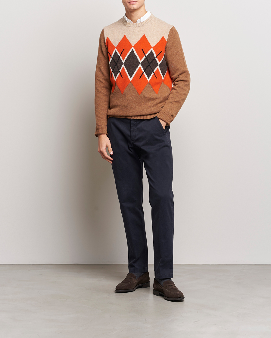 Cozy Argyle Crew-Neck Sweater for Men