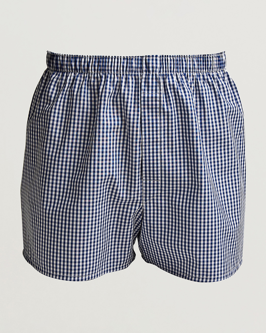 Sunspel Classic Woven Cotton Boxer Shorts Plain Blue at CareOfCarl.com