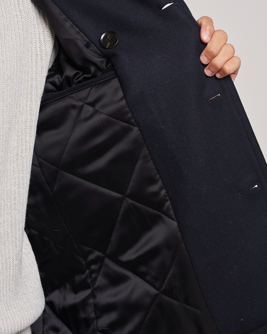 Men | Coats & Jackets | Belstaff | Ashridge Sherling Wool Peacoat Dark Ink