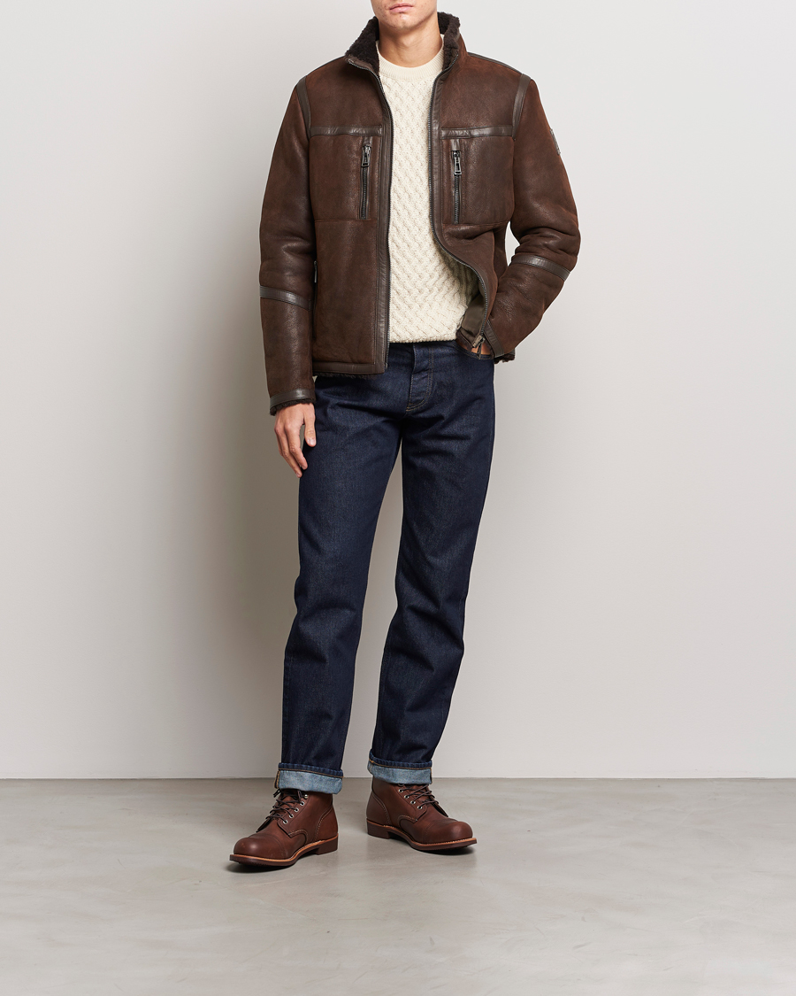 Belstaff Tundra Sherling Leather Jacket Earth Brown at CareOfCarl.com