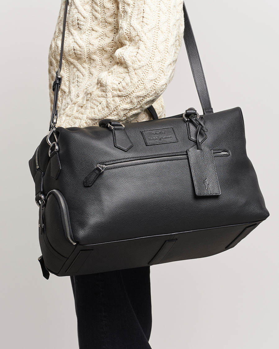 Polo Ralph Lauren Pebbled Leather Dufflebag Black at CareOfCarl