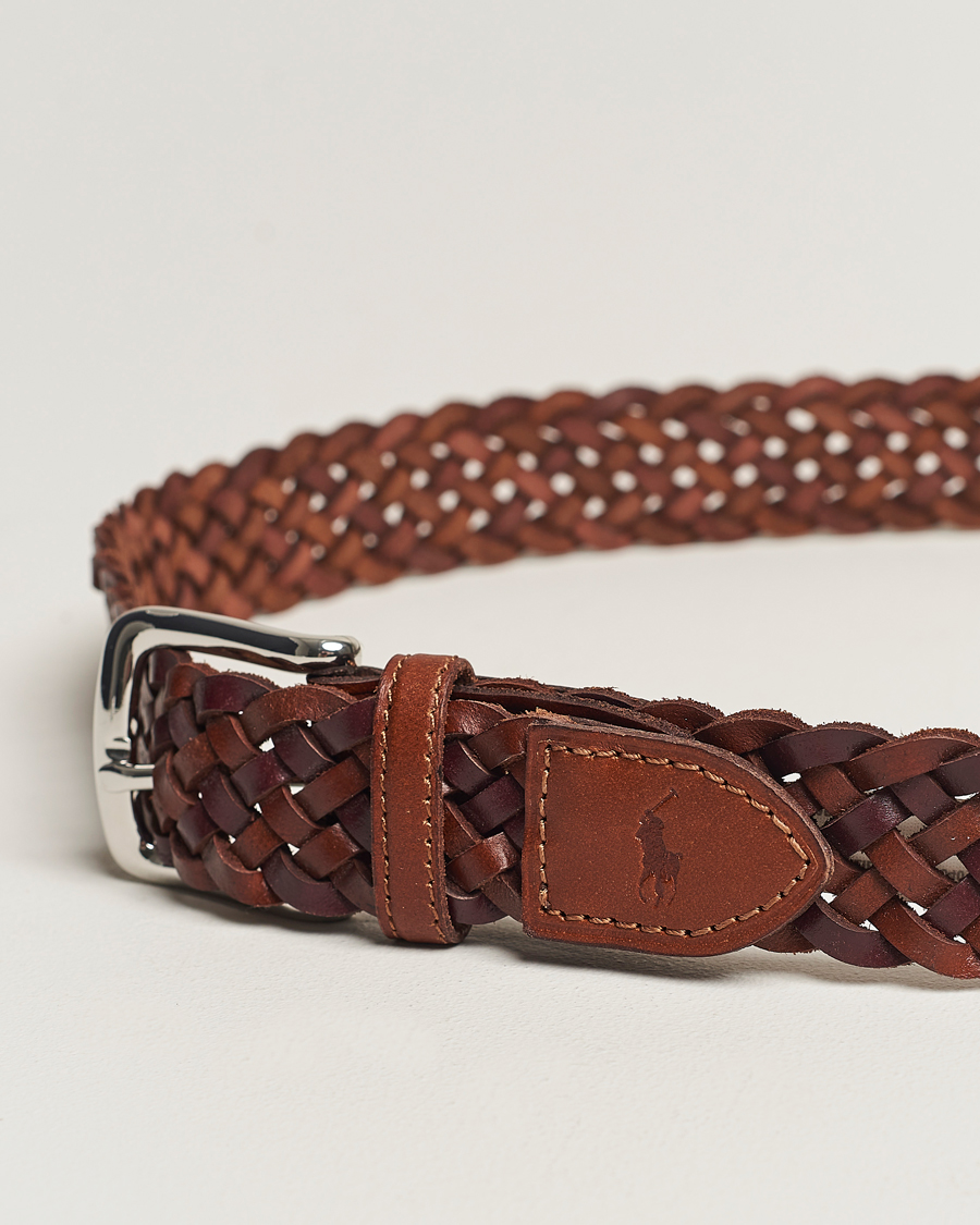 Polo Ralph Lauren Braided Leather Belt Dark Brown at